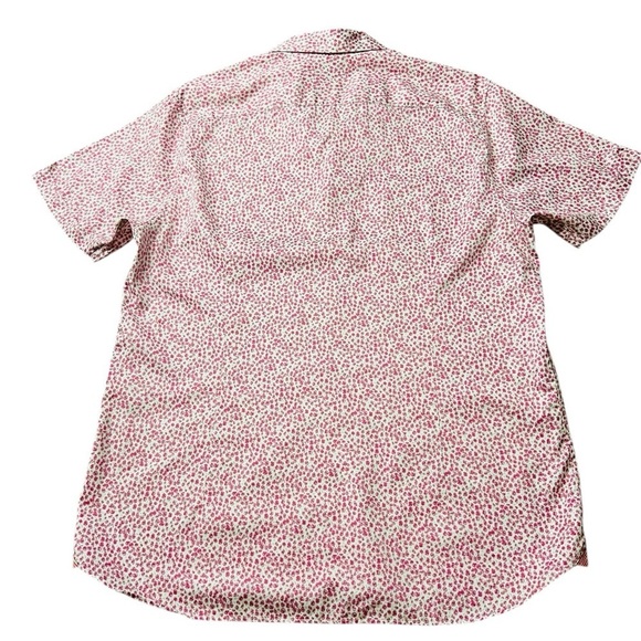 TED BAKER MEN’S SHORT SLEEVE BUTTON DOWN SHIRT ABSTRACT PATTERN PINK & WHITE - Picture 2 of 9